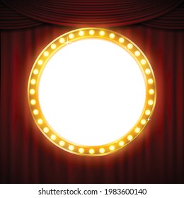 Circus retro banner, light circle vector