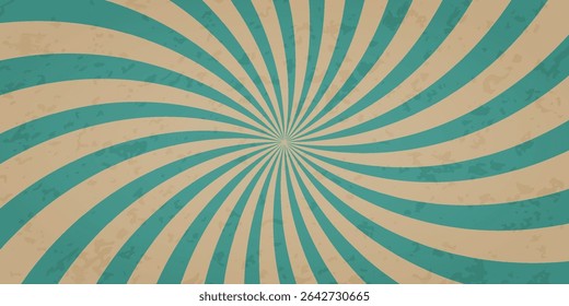 Circus retro pattern, vintage carnaval background, red circle rays on beige. Abstract bg with grunge texture for poster, flyer, summer holidays. Vector illustration of marquee strip.