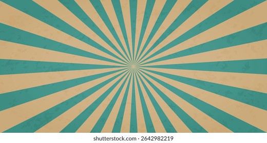 Circus retro pattern, vintage carnaval background, red circle rays on beige. Abstract bg with grunge texture for poster, flyer, summer holidays. Vector illustration of marquee strip.