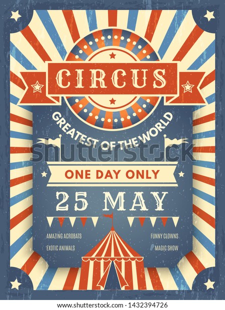 Circus Retro Poster Best Show Announcement Stock Vector (Royalty Free ...