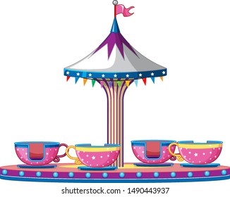 Circus ride with pink teacups illustration