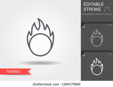 Circus ring of fire. Line icon with editable stroke. Linear symbol