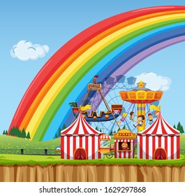 Circus scene with children playing at day time illustration