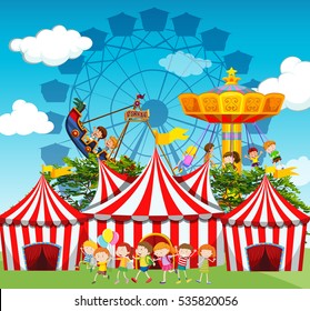 Children People Amusement Park Illustration Stock Vector (Royalty Free ...