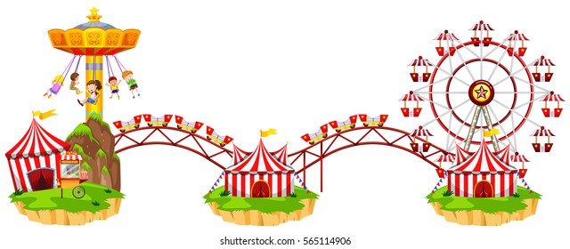 Circus scene with many rides illustration