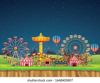 Circus scene with no people at night time illustration