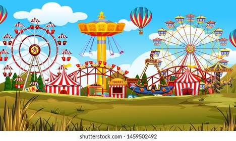 Circus scene in an open parkland