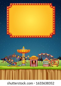 Circus scene with sign template in the sky illustration