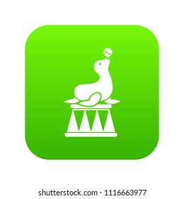 Circus seal with a ball icon digital green for any design isolated on white vector illustration