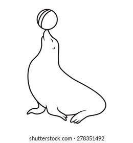 Circus Seal with a ball on his nose
