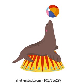 Circus seal icon. Cartoon illustration of circus seal. Vector isolated retro show flat icon for web