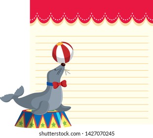 Sello circular en la ilustración de la plantilla de nota