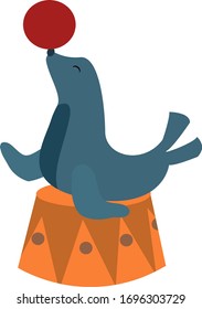 Circus seal with red ball
