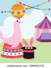 circus seal and tent entertaiment