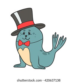 Circus seal. vector color illustration