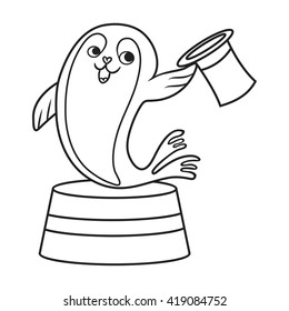 Circus seal.coloring book. vector illustration