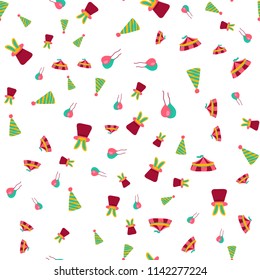 Circus seamless pattern in doodle style. Perfect for paper, textile, fabric and nursery design. Vector illustration