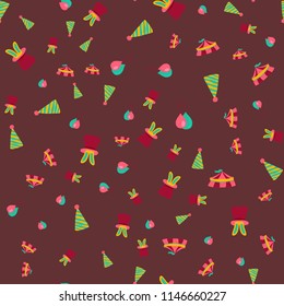 Circus seamless pattern in doodle style. Perfect for paper, textile, fabric and nursery design. Vector illustration