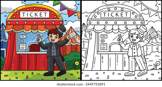 Circus Seller and Ticket Booth Illustration