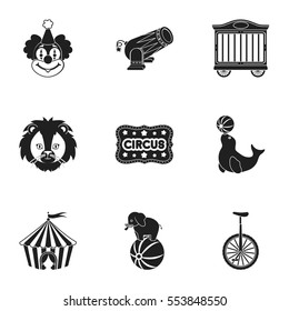 Circus set icons in black style. Big collection of circus vector symbol stock illustration