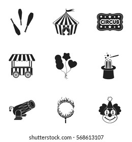 Circus set icons in black style. Big collection of circus vector symbol stock illustration