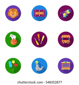 Circus set icons in flat style. Big collection of circus vector symbol stock illustration