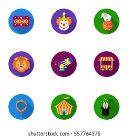 Circus set icons in flat style. Big collection of circus vector symbol stock illustration