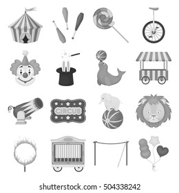 Circus set icons in monochrome style. Big collection of circus vector symbol stock illustration