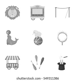 Circus set icons in monochrome style. Big collection of circus vector symbol stock illustration