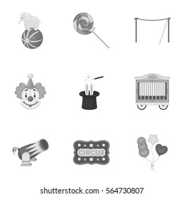 Circus set icons in monochrome style. Big collection of circus vector symbol stock illustration