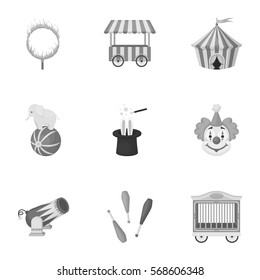 Circus set icons in monochrome style. Big collection of circus vector symbol stock illustration