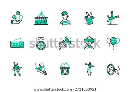 Circus - set of line design style icons