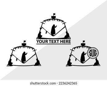 Circus Set Monogram Vector Illustration Silhouette