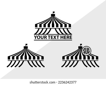 Circus Set Monogram Vector Illustration Silhouette