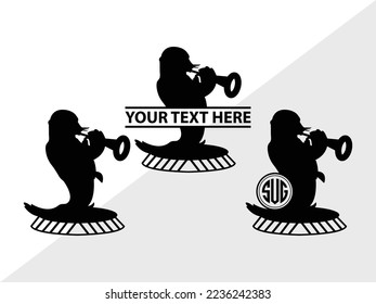 Circus Set Monogram Vector Illustration Silhouette