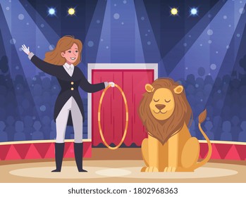 Circo mostrar fondo con símbolos de actuación animal dibujos animados ilustraciones vectoriales