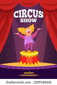 Circus show. colored entertainment placard invitation for circus show clown and place for personal text