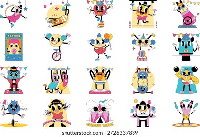 Circo Y Espectáculo Ilustraciones De Entretenimiento Ilustración vectorial. Plantilla de diseño de símbolos de ilustración para elemento de interfaz de usuario móvil de Web.