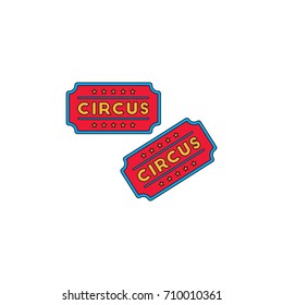 Circus show entrance tickets template.Colorful vector pass in cartoon flat style