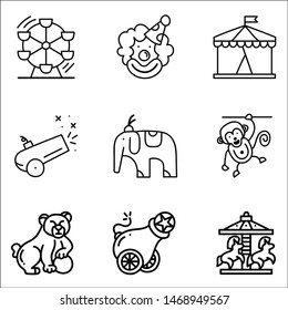 Circus show icons set. Vector illustration.