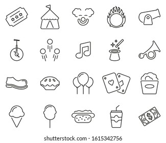 Circus Or Circus Show Icons Thin Line Set Big