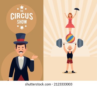 circus show lettering and artists poster