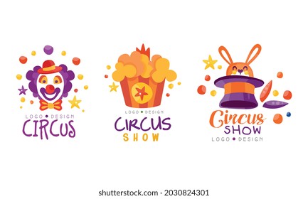 Juego de diseño de logotipo "Circus Show", Carnaval, evento "Hand Drake Labs Badges Vector Illustración