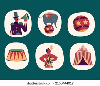 circus show set six icons