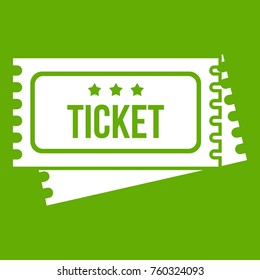 Circus show tickets icon white isolated on green background. Vector illustration
