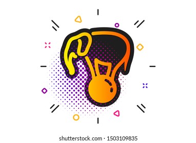 Circus sign. Halftone circles pattern. Elephant on ball icon. Amusement park show. Classic flat elephant on ball icon. Vector