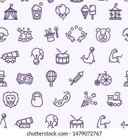 Circus Signs Seamless Pattern Background on a White for Web and App Design. Vector illustration