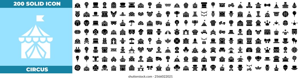 Circus Solid Editable Icons set. Vector illustration in modern thin solid style of circus icons: circus, amusement, clown, etc