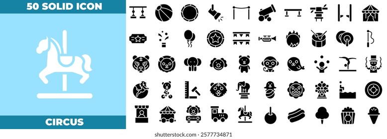 Circus Solid Editable Icons set. Vector illustration in modern thin solid style of circus icons: circus, amusement, clown, etc