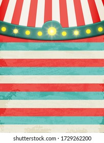 Circus striped background with vintage tent. Design for presentation, concert, show. Vector illustration